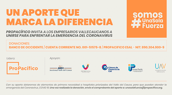 UNA SOLA FUERZA: Campaña empresarial de donaciones para enfrentar la emergencia del Coronavirus en el Valle del Cauca, Invest Pacific
